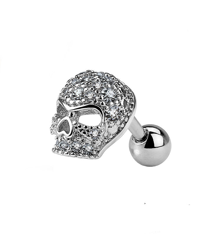 16G CZ Skull Tragus / Cartilage Barbell