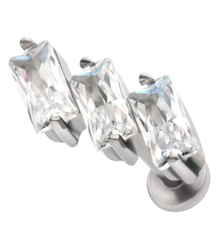 Slant Clear CZ Titanium Internally Threaded Labret