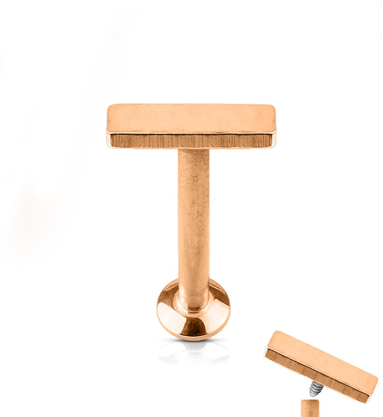 16G PVD Rose Gold Small Bar Internally Threaded Flat Back Steel Post