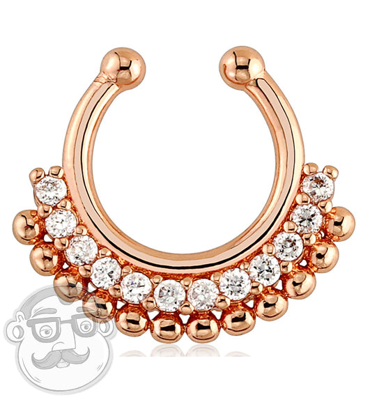 Rose Gold Tribal Fan Fake Septum Ring Hanger