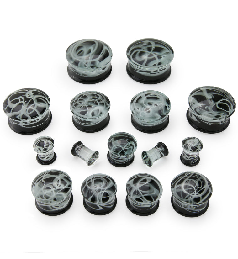 Smoke Haze Swirl Glass Plugs