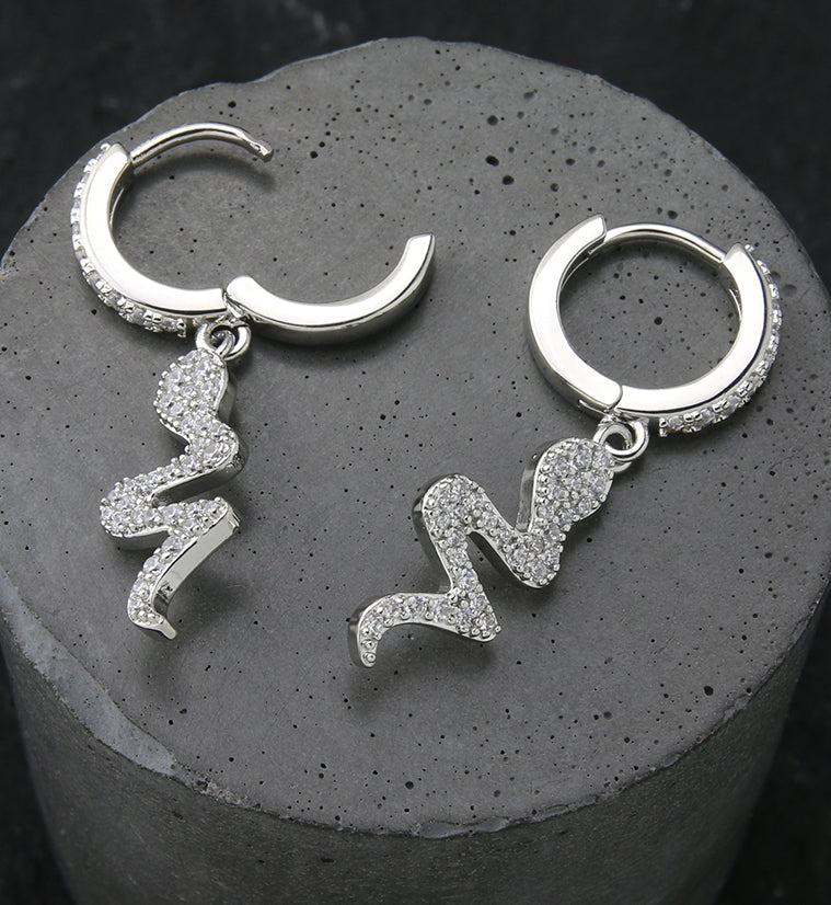 Snake CZ Stainless Steel Hoop Earrings