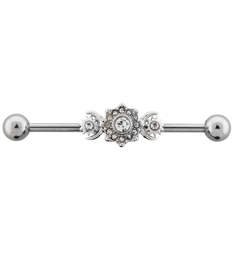 Solar Moon CZ Industrial Barbell