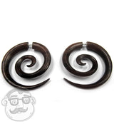Sono Wood Fake Gauge Large Spirals Tribal Earrings