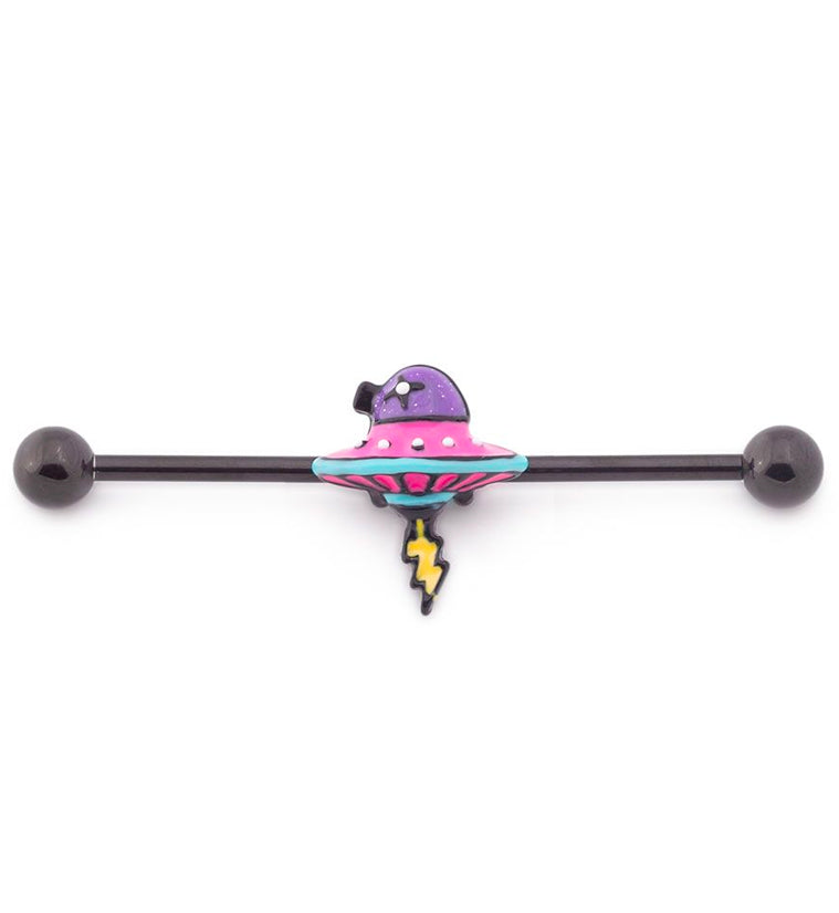 Black PVD UFO Industrial Barbell