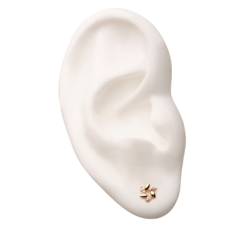 14kt Gold Spelt CZ Threadless Top