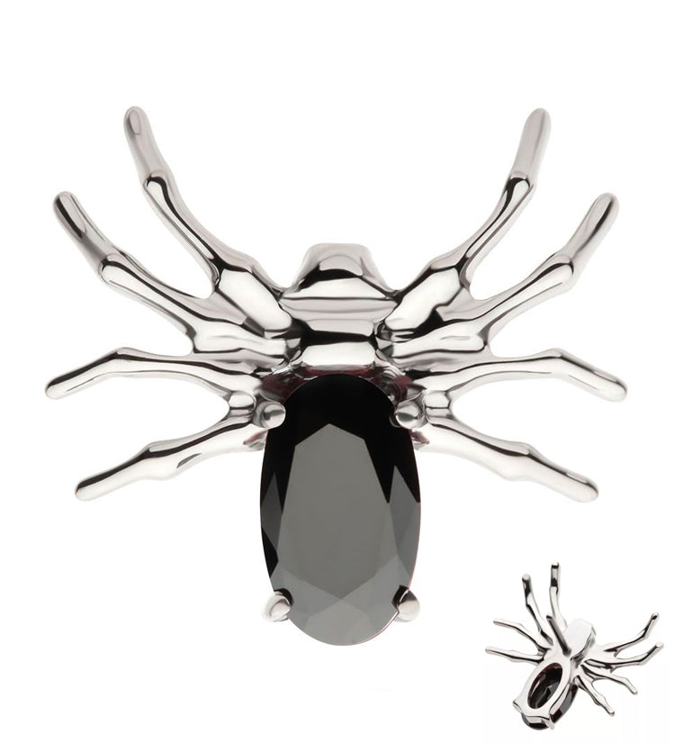Spider Black CZ Threadless Titanium Top