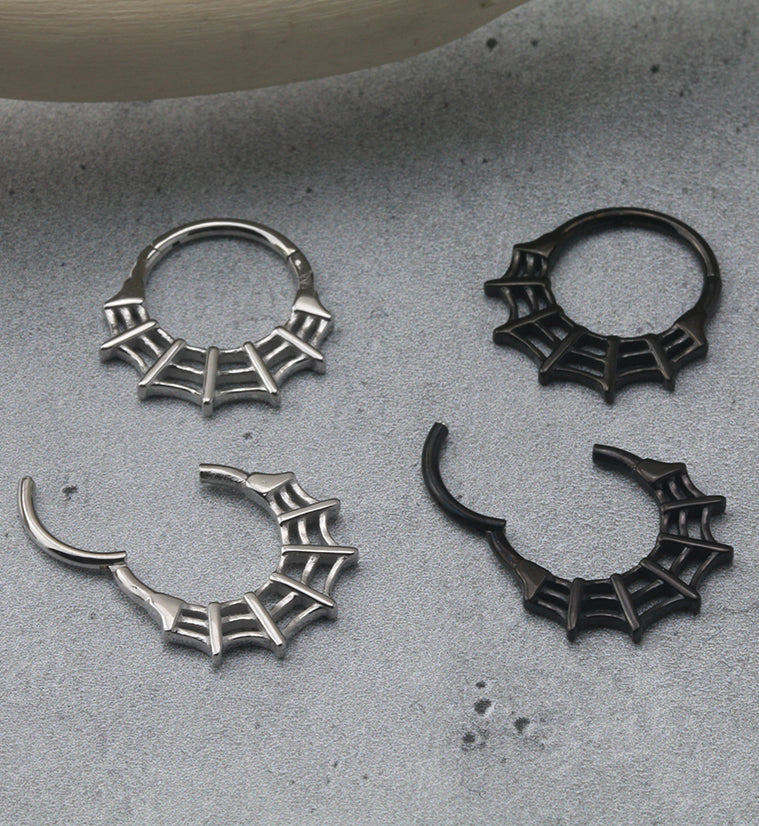 Spiderweb Hinged Hoop Rings