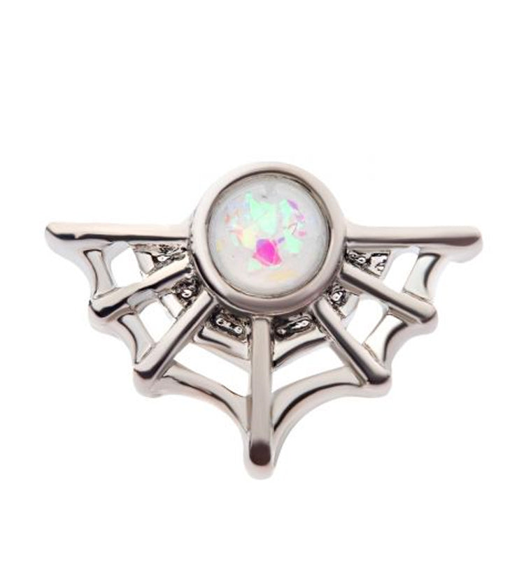 Spider Web White Opalite Cartilage Barbell
