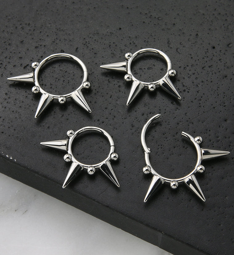 Spike Stainless Steel Hinged Segment Ring