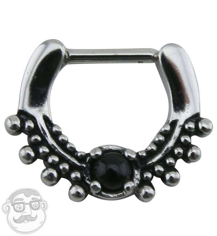 16G Spire Obsidian Stainless Steel Septum Clicker