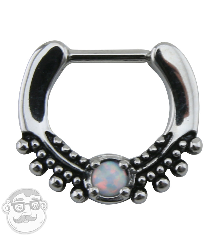 16G Spire Opal Stainless Steel Septum Clicker