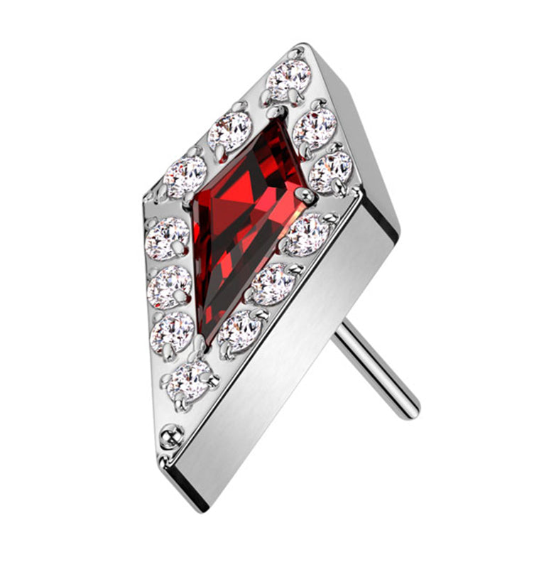 Spire Red CZ Threadless Titanium Top