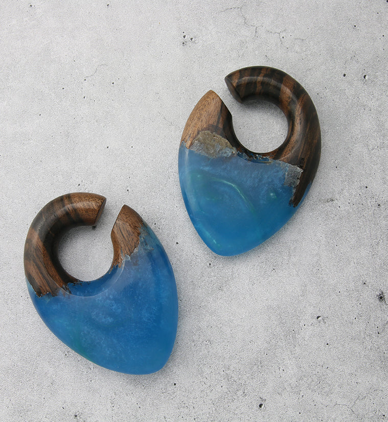 Ocean Resin Splash Areng Wood Ear Weights