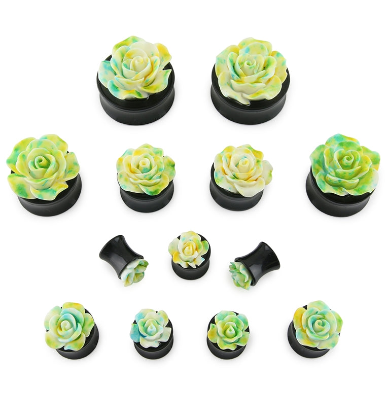 Spring Rosebud Black Acrylic Plugs