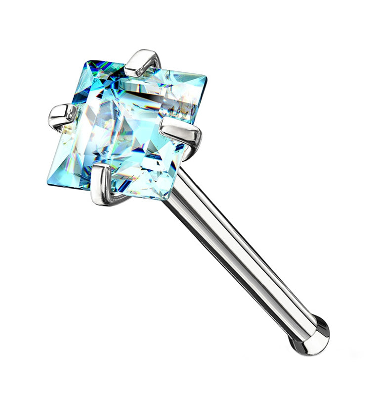 Aqua Square CZ Stainless Steel Nosebone