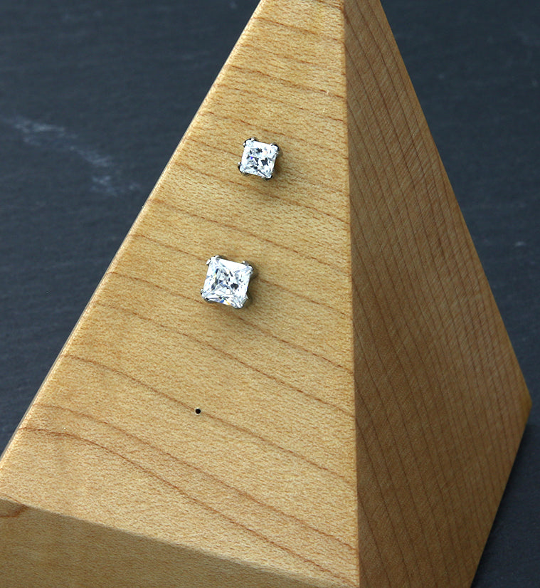 Square CZ Threadless Titanium Top