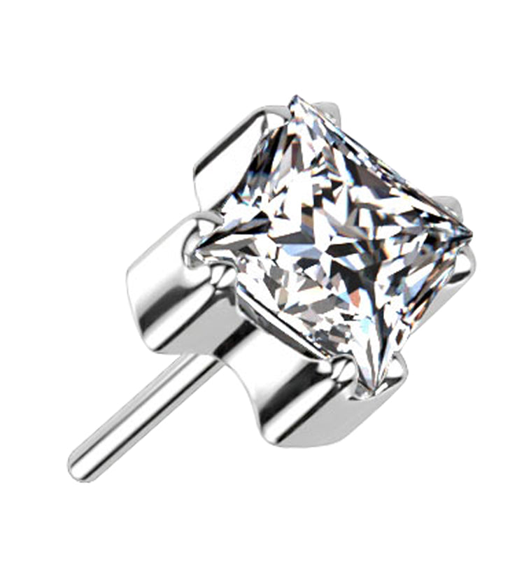 Square CZ Threadless Titanium Top