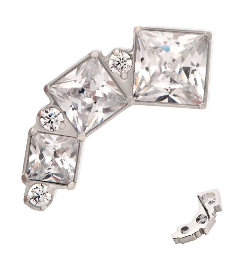 Square Descent Clear CZ Threadless Titanium Top