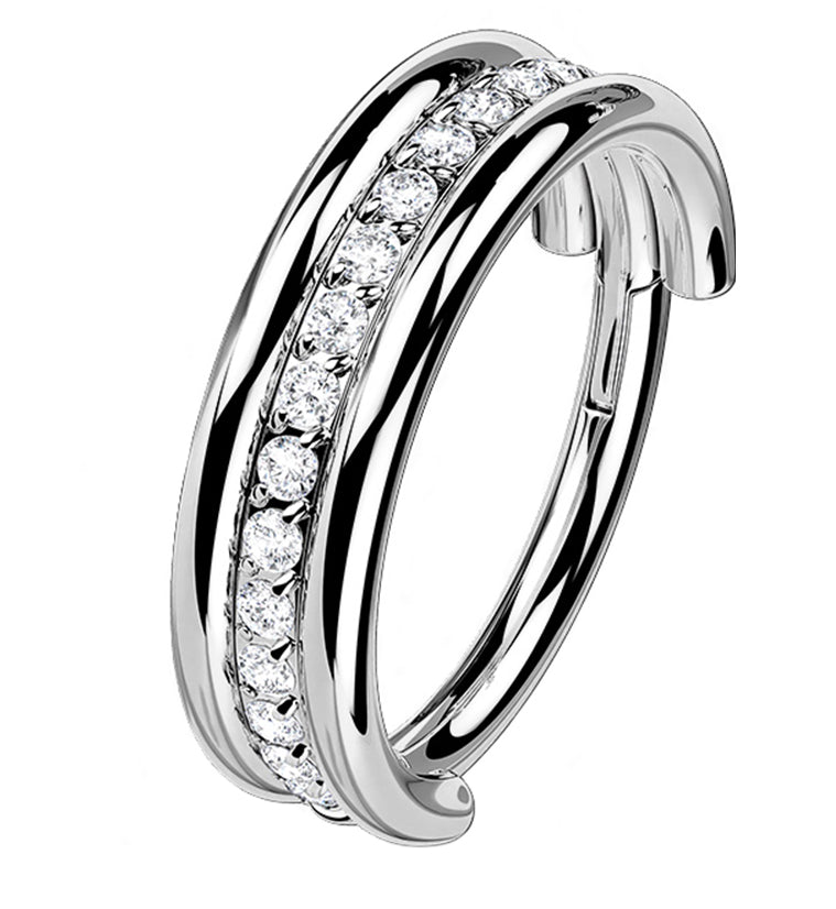 Stacked Core CZ Titanium Hinged Segment Ring