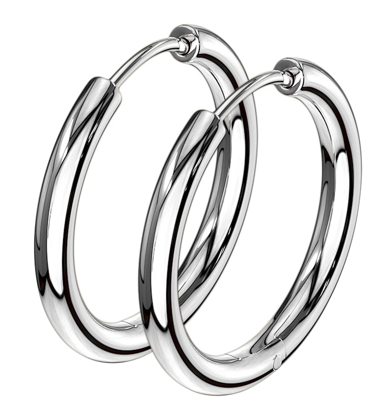 Stainless Steel Hinged Hoop Earrings