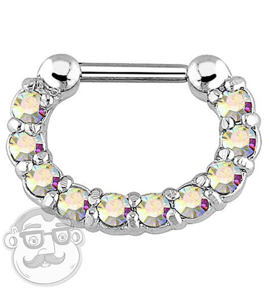 Rainbow Aurora Oval Septum Clicker Ring
