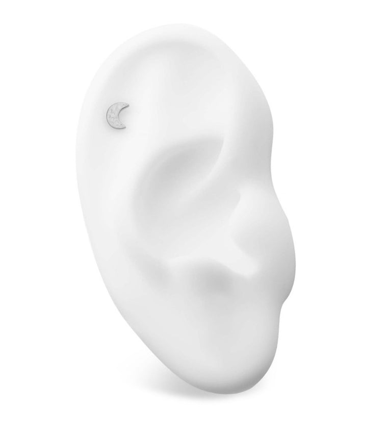 Stamped Half Moon Threadless Titanium Top