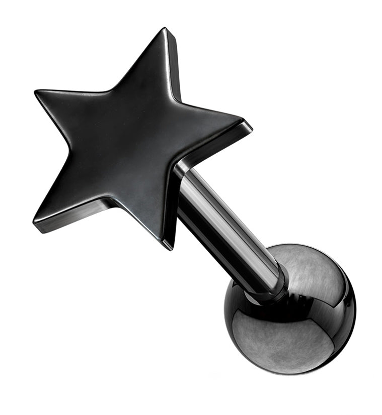 16G Black PVD Star Cartilage Barbell