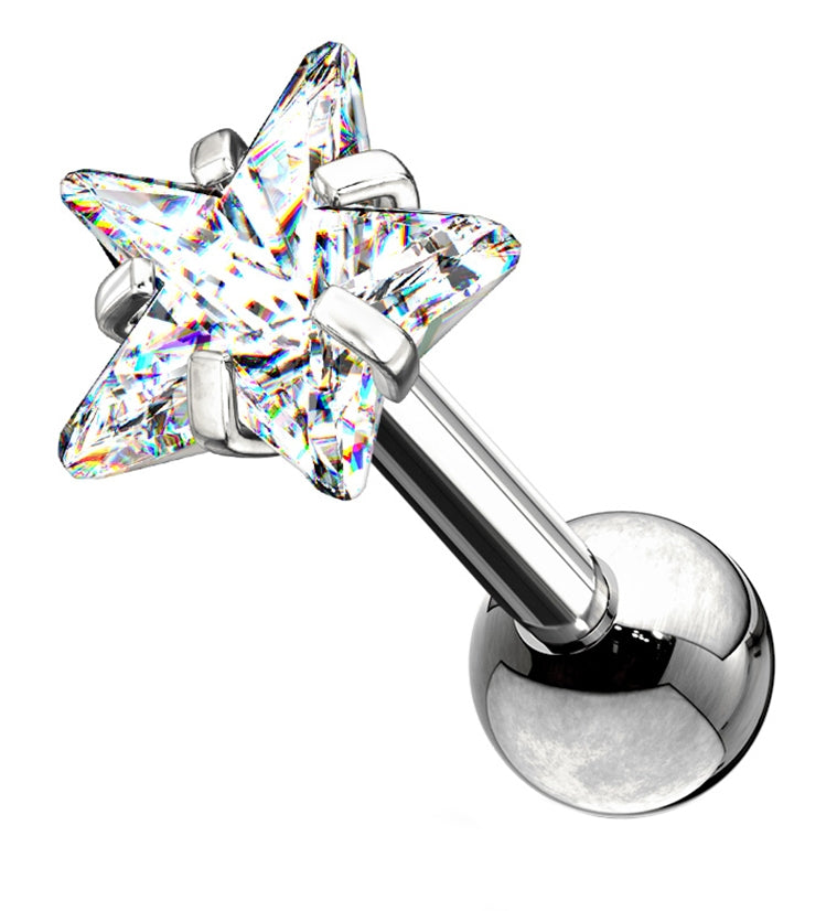 Star CZ Top Cartilage Barbell