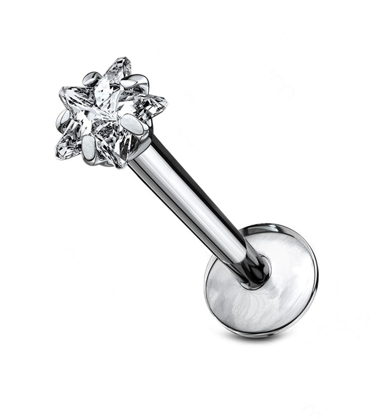 Star CZ Prong Titanium Internally Threaded Labret