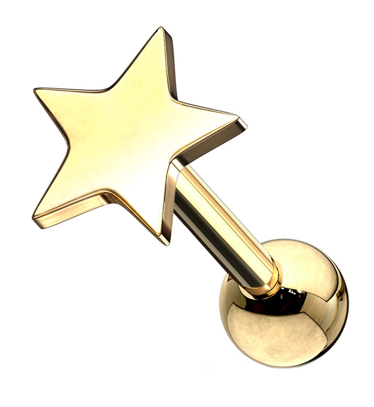 16G Gold PVD Star Cartilage Barbell