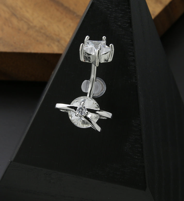 Star Planet Clear CZ Internally Threaded Belly Button Ring