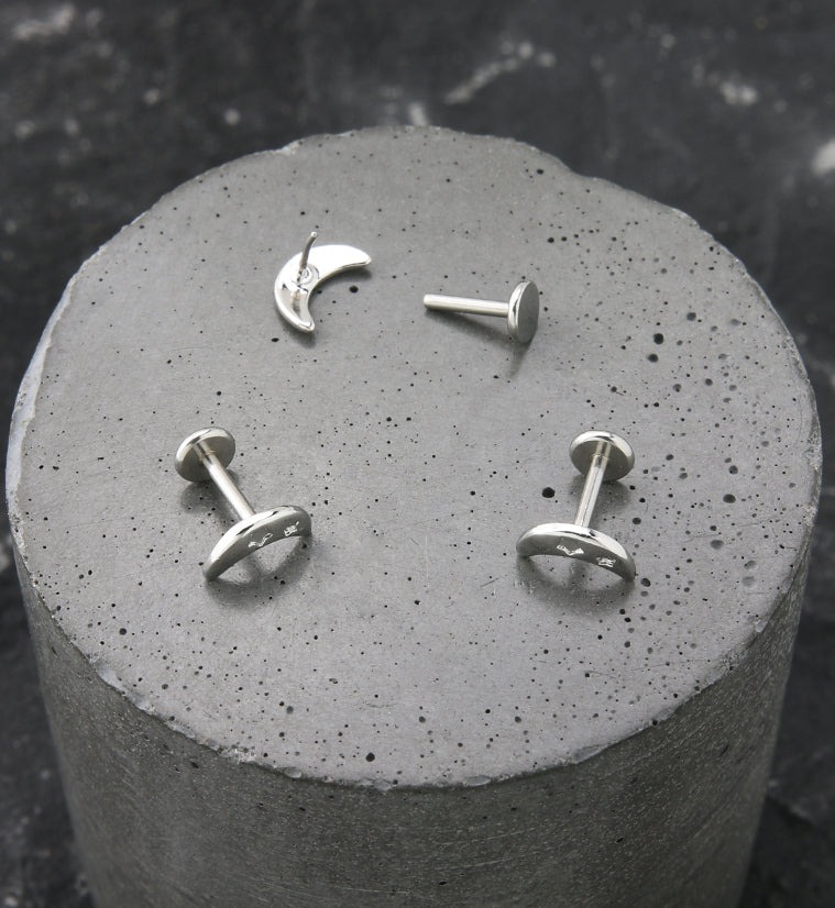 Star Stamp Crescent Stainless Steel Threadless Labret