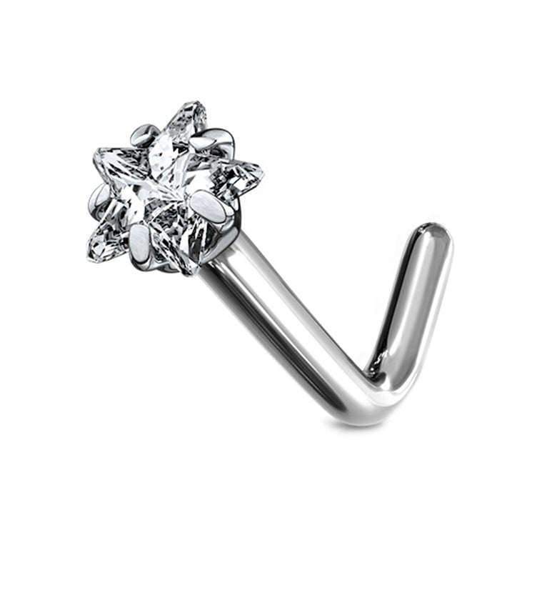 Star CZ Titanium Nose Ring L Bend