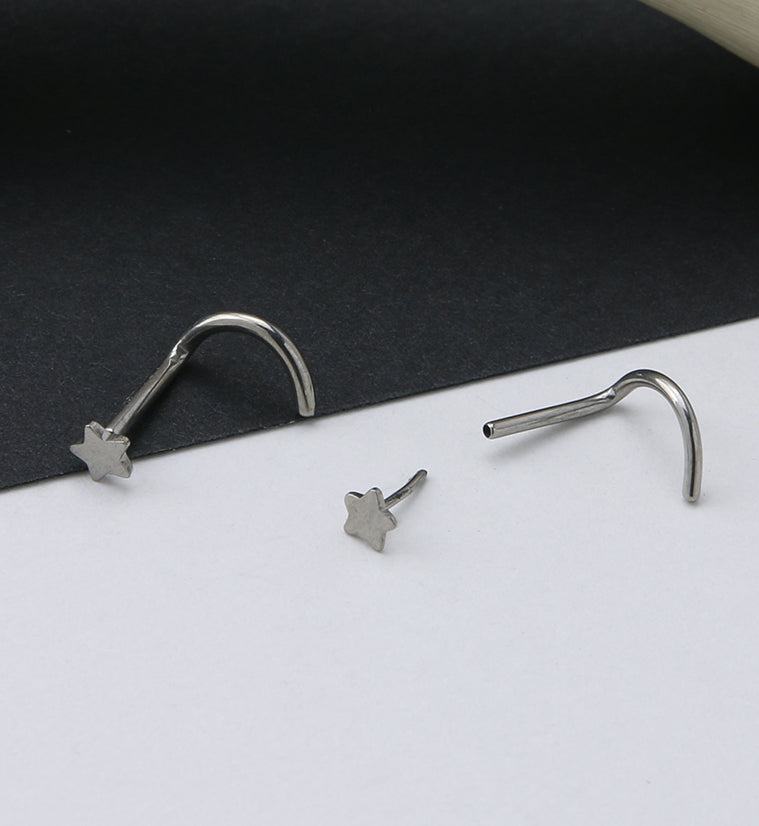 Star Titanium Threadless Nose Screw Ring