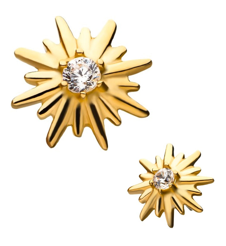 14kt Gold Starburst CZ Threadless Top
