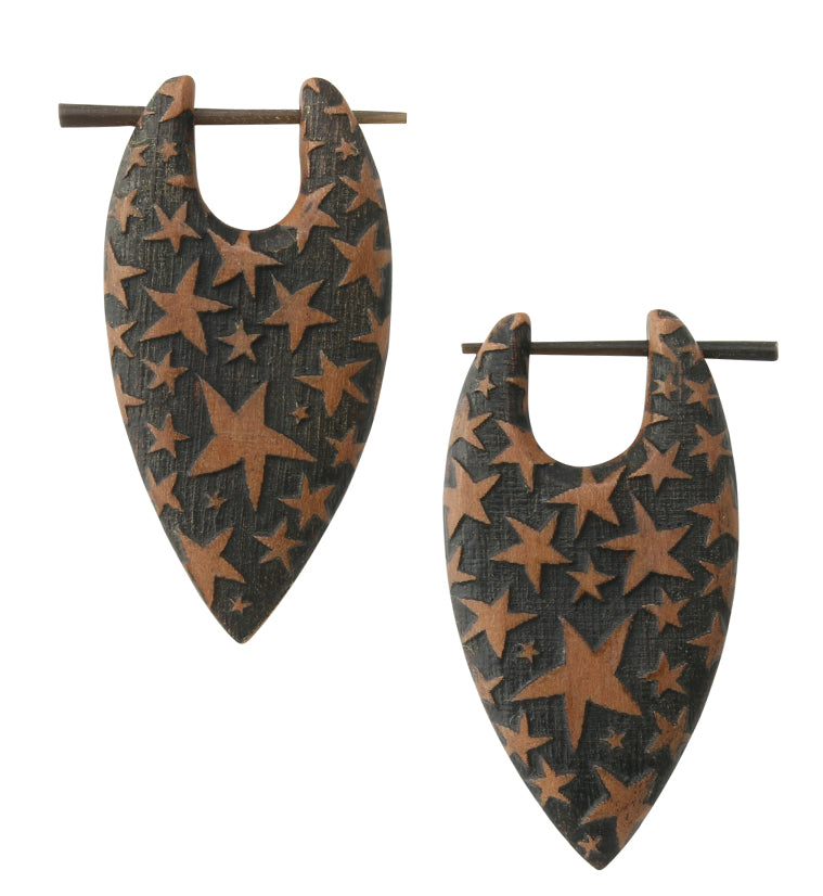 Starry Saba Wood Point Earrings