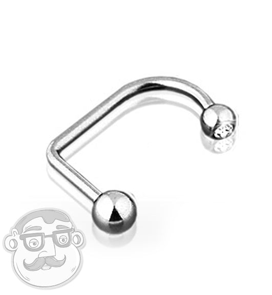 14G Stainless Steel CZ Gem Lippy Loop Labret Ring