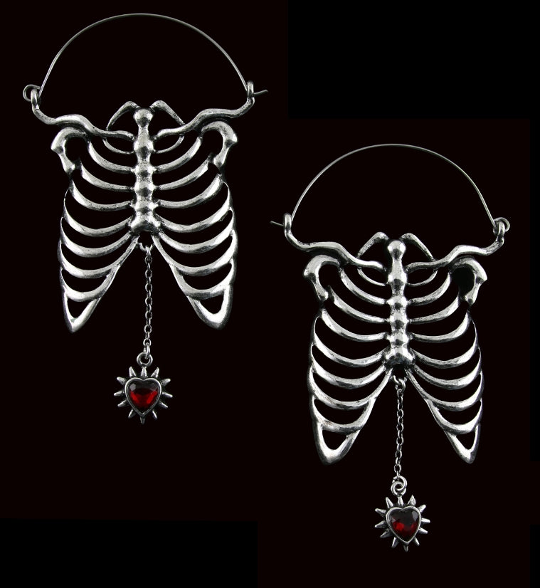 20G Sternum Chain Heart Plug Hoops