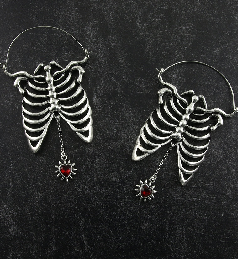 20G Sternum Chain Heart Plug Hoops