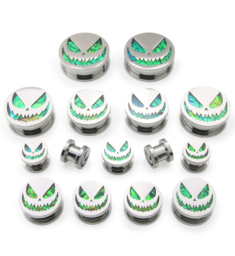 Stingy Jack Green Opalite Stainless Steel Tunnel Plugs
