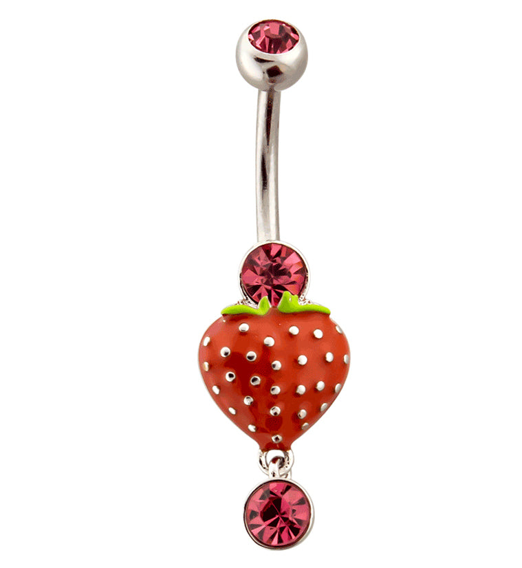 Strawberry Pink CZ Belly Button Ring