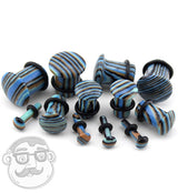 Synthetic Striped Blue Agate Stone Plugs