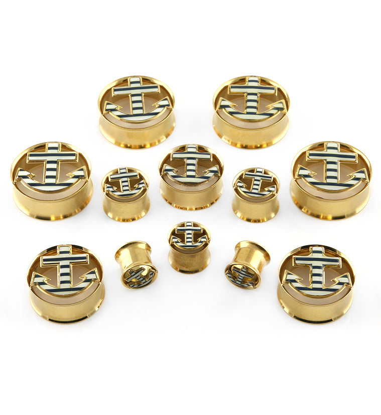 Striped Anchor Golden Tunnel Plugs