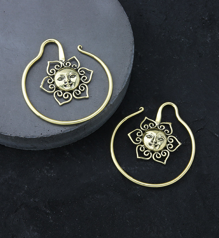 Sun Face Brass Ear Weights