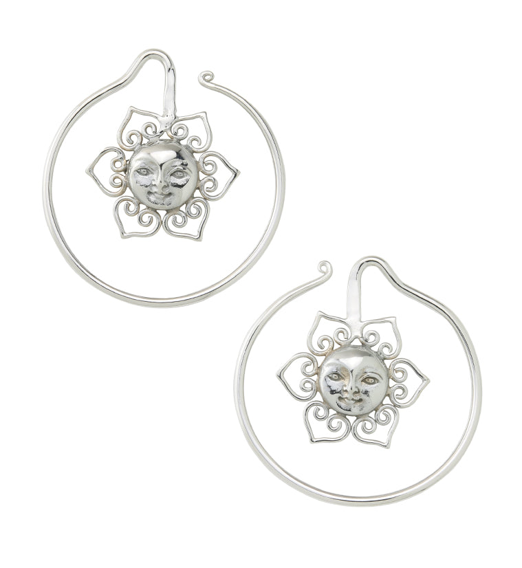 Sun Face White Brass Ear Weights