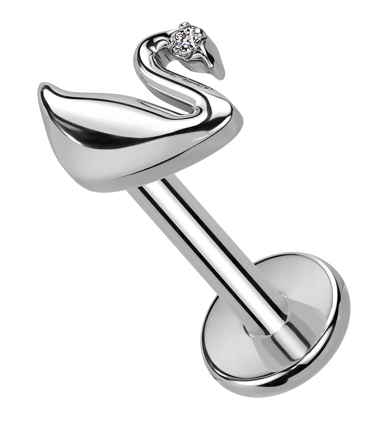 Swan Clear CZ Internally Threaded Titanium Labret