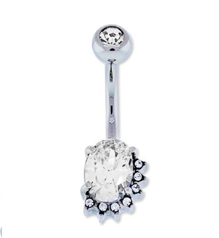 Clear Swarovski Ornate Belly Button Ring