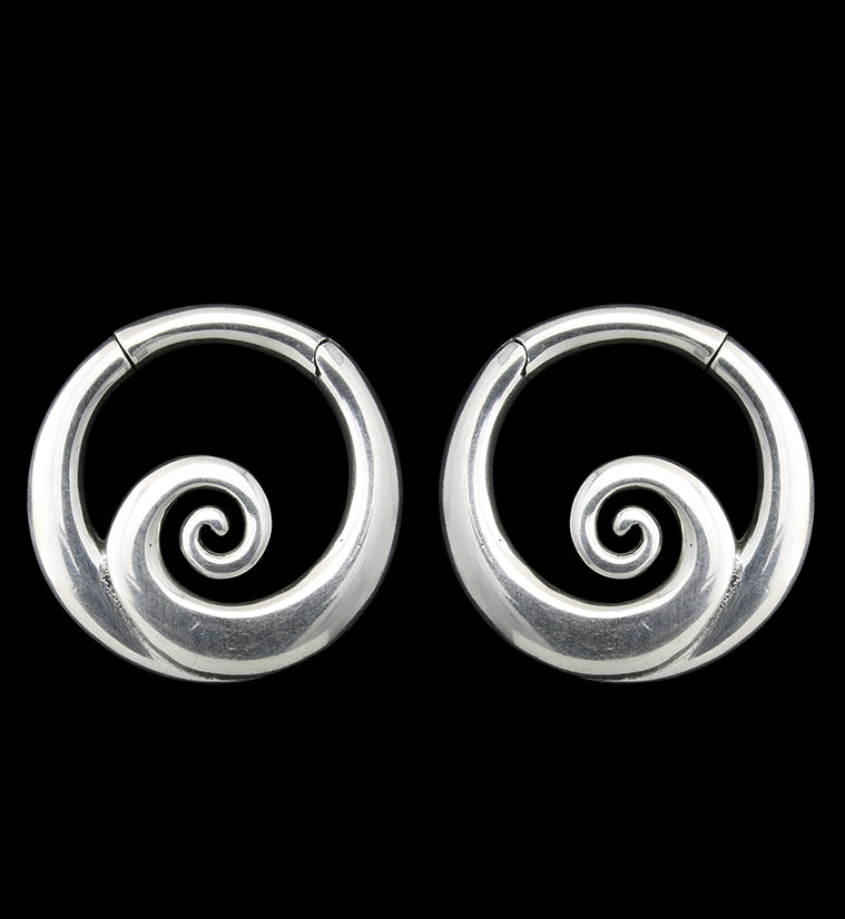 Swirl White Brass Hinged Ear Weights