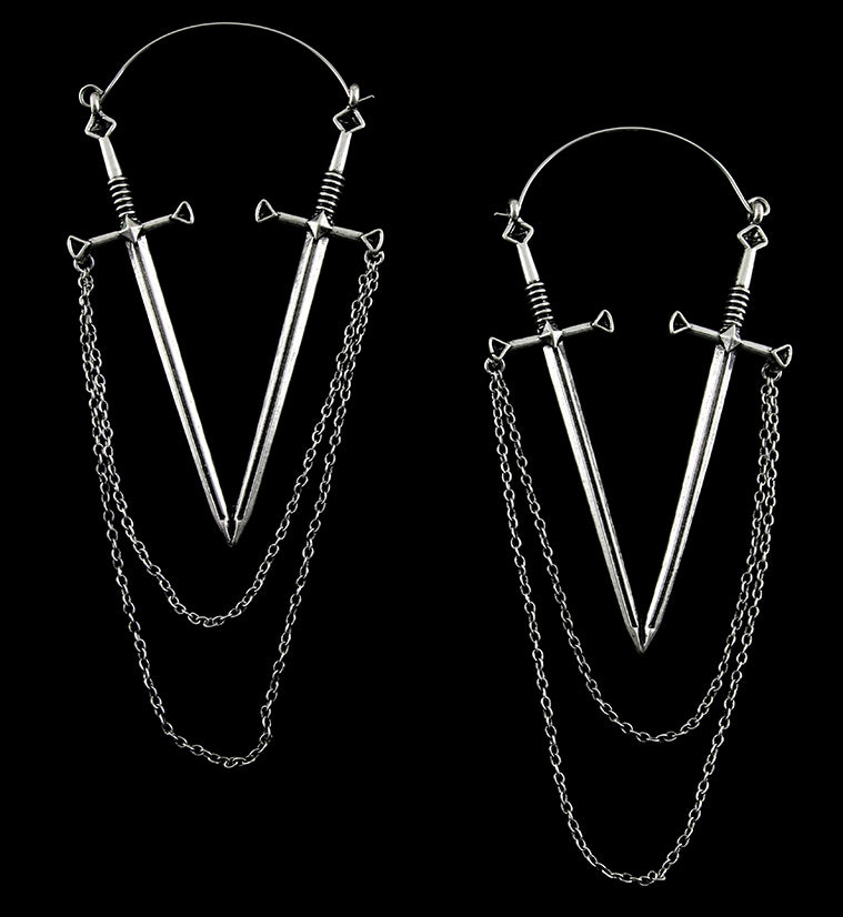 20G Sword & Chain Plug Hoops
